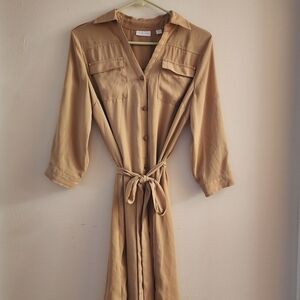 New York & Company Camel Shirt Dress
